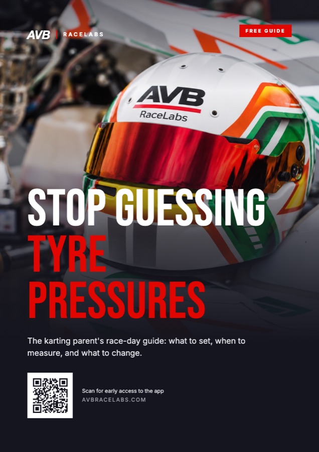 Cover of the guide: Stop guessing tyre pressures, with the AVB RaceLabs helmet